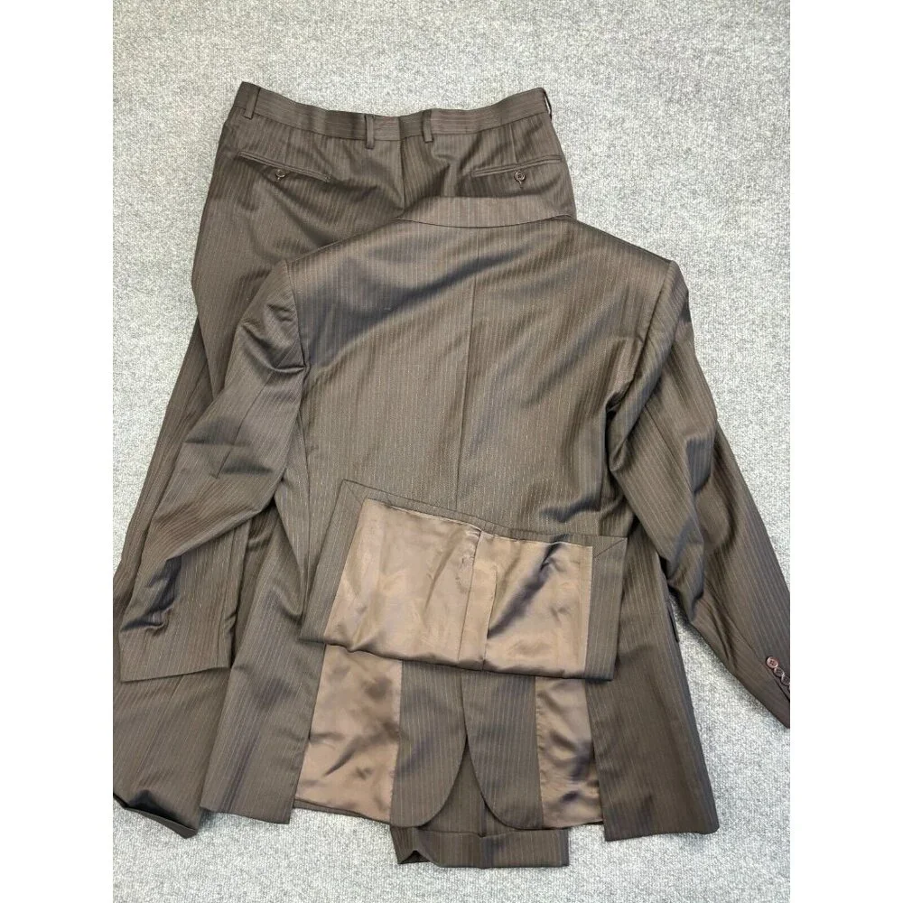 Zanieri 2 Piece Suit Men's 52 Jacket W38 x L31 Pants Brown‎ 100% Wool Italy Made